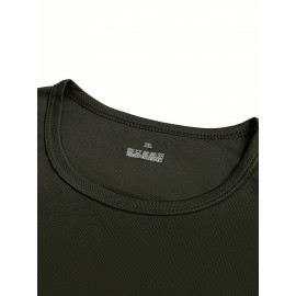 Conjunto de 6 Camisetas Esportivas Masculinas de Manga Longa Absorventes de Umidade - respiráveis, de secagem rápida, tecido de poliéster ligeiramente elástico - camiseta de cor sólida para esportes, fitness casual e vestuário casual