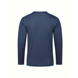 Conjunto de 6 Camisetas Esportivas Masculinas de Manga Longa Absorventes de Umidade - respiráveis, de secagem rápida, tecido de poliéster ligeiramente elástico - camiseta de cor sólida para esportes, fitness casual e vestuário casual