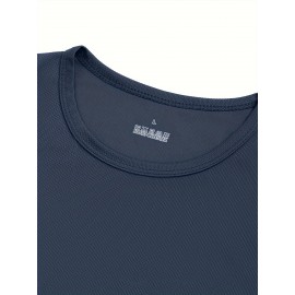 Conjunto de 6 Camisetas Esportivas Masculinas de Manga Longa Absorventes de Umidade - respiráveis, de secagem rápida, tecido de poliéster ligeiramente elástico - camiseta de cor sólida para esportes, fitness casual e vestuário casual