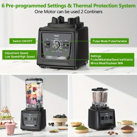 Liquidificador Profissional PRASKY, Liquidificador de Smoothies, 2 Recipientes de 75oz, Combo Liquidificador e Moedor 25000RPM Potente Liquidificador de Cozinha, Para Grãos de Café, Pimenta Seca, Trituração de Gelo, Suco, Liquidificador de Mesa