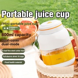 Juicador Portátil Sem Fio de Grande Capacidade de 27.05oz com Bateria Recarregável USB de 1500mAh, Lâmina de Aço Inoxidável de 8 Folhas, Design de Tampa Dupla para Suco Fresco - Casa, Viagem, Escritório, Festas (Branco Nuvem/Verde Mostarda/Colo)