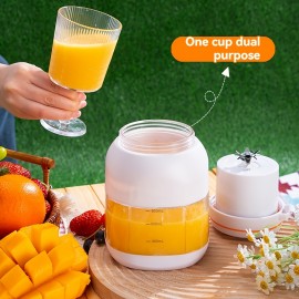 Juicador Portátil Sem Fio de Grande Capacidade de 27.05oz com Bateria Recarregável USB de 1500mAh, Lâmina de Aço Inoxidável de 8 Folhas, Design de Tampa Dupla para Suco Fresco - Casa, Viagem, Escritório, Festas (Branco Nuvem/Verde Mostarda/Colo)