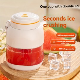 Juicador Portátil Sem Fio de Grande Capacidade de 27.05oz com Bateria Recarregável USB de 1500mAh, Lâmina de Aço Inoxidável de 8 Folhas, Design de Tampa Dupla para Suco Fresco - Casa, Viagem, Escritório, Festas (Branco Nuvem/Verde Mostarda/Colo)