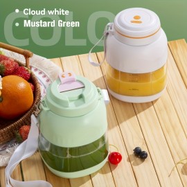 Juicador Portátil Sem Fio de Grande Capacidade de 27.05oz com Bateria Recarregável USB de 1500mAh, Lâmina de Aço Inoxidável de 8 Folhas, Design de Tampa Dupla para Suco Fresco - Casa, Viagem, Escritório, Festas (Branco Nuvem/Verde Mostarda/Colo)