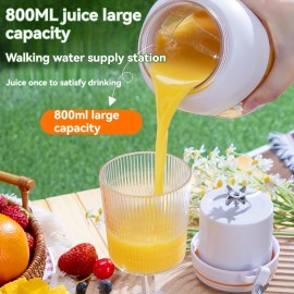 Juicador Portátil Sem Fio de Grande Capacidade de 27.05oz com Bateria Recarregável USB de 1500mAh, Lâmina de Aço Inoxidável de 8 Folhas, Design de Tampa Dupla para Suco Fresco - Casa, Viagem, Escritório, Festas (Branco Nuvem/Verde Mostarda/Colo)