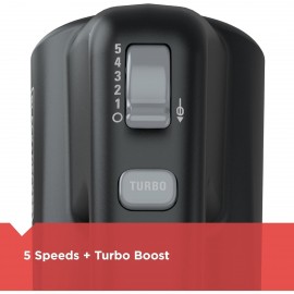 Batidora de Mão 250 Watts com Turbo Boost e Controle de Respingos - Design Ergonômico para Massas, Coberturas e Espalhadores - Inclui Estojo (Preto), Utensílio Portátil, Eletrodoméstico de Cozinha, Ferramenta Resistente, Cabo Robusto