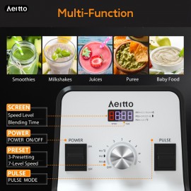 Aeitto Blender, Liquidificadores para Cozinha com Motor de 1500 Watts, Capacidade Grande de 68 Oz, Liquidificadores Profissionais de Bancada para Triturar Gelo, Bebidas Geladas (Preto)