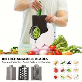 Carregador USB, Cortador de Legumes Multifuncional Elétrico, Utensílio de Cozinha Doméstica, Picador Sem Mãos, Ralador e Fatiador com 3 Lâminas Substituíveis, Presente Ideal para Entusiastas da Culinária