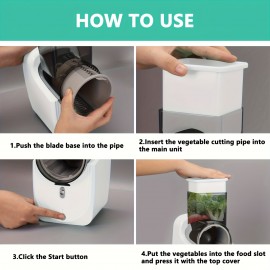 Carregador USB, Cortador de Legumes Multifuncional Elétrico, Utensílio de Cozinha Doméstica, Picador Sem Mãos, Ralador e Fatiador com 3 Lâminas Substituíveis, Presente Ideal para Entusiastas da Culinária