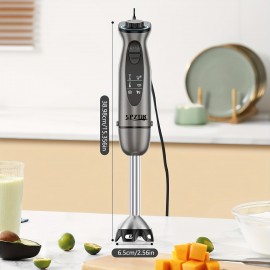 Batedeira manual 5 em 1 SPZTJK com motor potente, design de corda de 12 velocidades, lâminas de aço inoxidável e ABS, gelo, leite, sopa e muito mais - Cinza, aparelho de cozinha, batedeira versátil, utensílios de cozinha modernos, construção durável