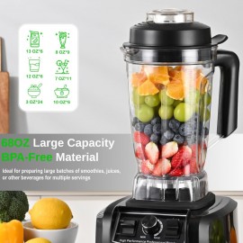 Bandeja de cozinha em caixa 68 OZ Liquidificador de bancada profissional de alta performance com lâminas de aço inoxidável, sem BPA, grande capacidade, para batidos, picar gelo, milkshake, prata