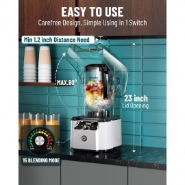 WantJoin Liquidificador de Alta Resistência 2200W - Ultra-Silencioso de Grau Comercial com Caixa de Som, Display Digital & Controles de Mistura - Ideal para Smoothies & Uso em Restaurantes - Plugue dos EUA, Liquidificadores para Cozinha