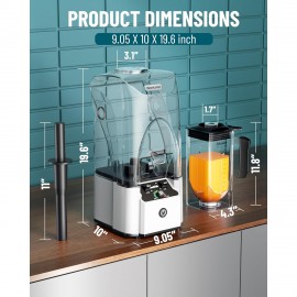 WantJoin Liquidificador de Alta Resistência 2200W - Ultra-Silencioso de Grau Comercial com Caixa de Som, Display Digital & Controles de Mistura - Ideal para Smoothies & Uso em Restaurantes - Plugue dos EUA, Liquidificadores para Cozinha