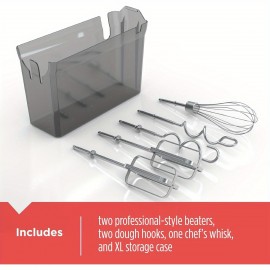 Batidora de Mão 250W com Turbo Boost e Controle de Respingos - Design Ergonômico para Massas, Cobertura Transparente e Estojo Incluso (Preto), Utensílio de Cozinha Elegante, Cabo Resistente, 5 Velocidades