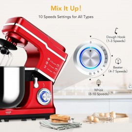 Batedeira de Pé Versátil de 7.5QT com 10 Velocidades - 660W, Design de Cabeça Inclinável, Inclui Tigela de Mistura, Batedor Plano, Batedor & Gancho para Massa - Perfeita para Panificação, Bolos & Mais, Batedeira de Cozinha, Batedor de Ovos, CUISINAID