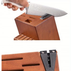 Conjunto de Facas, 14 peças de Facas de Cozinha em Aço Inoxidável Alemão com Bloco e Afiador Embutido, Branco