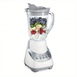 Liquidificador silencioso Wave~Action, com frasco de vidro de 48 oz, 12 funções de mistura, branco