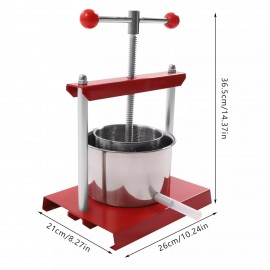 Espremedor Manual de Aço Inoxidável - Capacidade de 0.8 Galões, Perfeito para Maçãs & Uvas, Inclui Cesta, Saco de Filtro & Cabo em T, Ideal para Cozinhas Domésticas