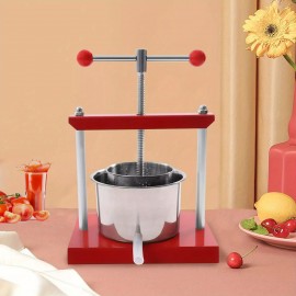 Espremedor Manual de Aço Inoxidável - Capacidade de 0.8 Galões, Perfeito para Maçãs & Uvas, Inclui Cesta, Saco de Filtro & Cabo em T, Ideal para Cozinhas Domésticas