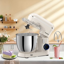 Misturador de Cozinha Elétrico 3-em-1 com 6.5QT e 10 Velocidades, Misturador de Alimentos com Cabeça Inclinável de 660W, Gancho para Massa, Batedor e Espátula, Ideal para Panificação, Bolos e a Maioria dos Cozinheiros Domésticos