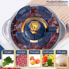 1.32gal Processador de alimentos de aço inoxidável e aparelho de cozinha multifuncional - 3 em 1 Misturador de carne, legumes, alho e massa com velocidades ajustáveis, pega ergonômica, design durável para cozinha doméstica, moedor de carne