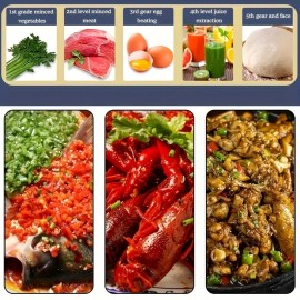 1.32gal Processador de alimentos de aço inoxidável e aparelho de cozinha multifuncional - 3 em 1 Misturador de carne, legumes, alho e massa com velocidades ajustáveis, pega ergonômica, design durável para cozinha doméstica, moedor de carne