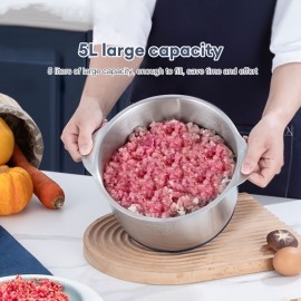 1.32gal Processador de alimentos de aço inoxidável e aparelho de cozinha multifuncional - 3 em 1 Misturador de carne, legumes, alho e massa com velocidades ajustáveis, pega ergonômica, design durável para cozinha doméstica, moedor de carne