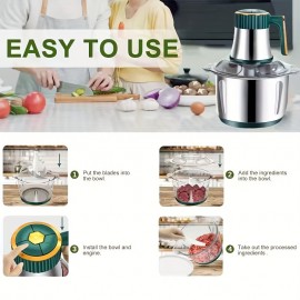 1.32gal Processador de alimentos de aço inoxidável e aparelho de cozinha multifuncional - 3 em 1 Misturador de carne, legumes, alho e massa com velocidades ajustáveis, pega ergonômica, design durável para cozinha doméstica, moedor de carne
