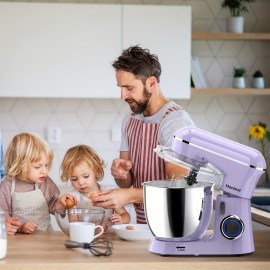 Misturador de Cozinha Elétrico 3-em-1 com 6.5QT e 10 Velocidades, Misturador de Alimentos com Cabeça Inclinável, Gancho para Massa, Batedor e Espátula, Ideal para Panificação, Bolos e a Maioria dos Cozinheiros Domésticos