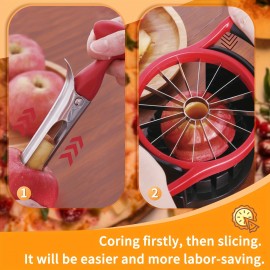 Fatia-Maçã, [Versão Atualizada] Corte Completo de Maçã, [Tamanho Grande] 16pcs Divisor de Maçã e Pera de Alta Resistência, com Base, Ferramenta de Cozinha de Aço Inoxidável Descascador de Frutas, Cunha, OOKUU