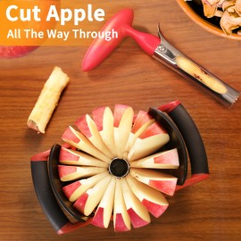 Fatia-Maçã, [Versão Atualizada] Corte Completo de Maçã, [Tamanho Grande] 16pcs Divisor de Maçã e Pera de Alta Resistência, com Base, Ferramenta de Cozinha de Aço Inoxidável Descascador de Frutas, Cunha, OOKUU