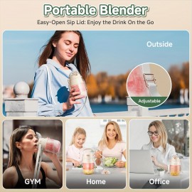 Liquidificador Portátil, Liquidificador Pessoal para Shakes e Smoothies com Copo de 27oz, Tampa e Alça de Ombro, Recarregável por USB, Peças Seguras para Lava-Louças, Suco Prasky para Ginásio/Viagem/Cozinha, Presentes de Ação de Graças, Presente