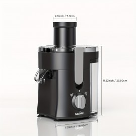 Espremedor Potente - Entrada Larga para Extração Fácil de Frutas e Legumes, Limpeza Simples, Aço Inoxidável, Livre de BPA, Seguro para Lavadora, Ideal para Vida Saudável e Receitas Deliciosas de Sucos