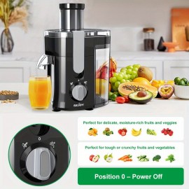 Espremedor Potente - Entrada Larga para Extração Fácil de Frutas e Legumes, Limpeza Simples, Aço Inoxidável, Livre de BPA, Seguro para Lavadora, Ideal para Vida Saudável e Receitas Deliciosas de Sucos