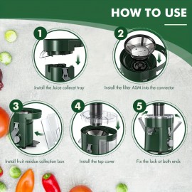 Espremedor Potente - Entrada Larga para Extração Fácil de Frutas e Legumes, Limpeza Simples, Aço Inoxidável, Livre de BPA, Seguro para Lavadora, Ideal para Vida Saudável e Receitas Deliciosas de Sucos