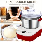 Misturador Elétrico de Massa de 7.3Qt com Função de Fermentação, Tigela em Aço Inoxidável, Temporizador por Microprocessador, Design Vermelho e Branco - Perfeito para Pão, Pizza e Amassar - Presente Ideal de Natal, Máquina Misturadora de Massa