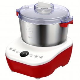 Misturador Elétrico de Massa de 7.3Qt com Função de Fermentação, Tigela em Aço Inoxidável, Temporizador por Microprocessador, Design Vermelho e Branco - Perfeito para Pão, Pizza e Amassar - Presente Ideal de Natal, Máquina Misturadora de Massa