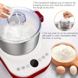 Misturador Elétrico de Massa de 7.3Qt com Função de Fermentação, Tigela em Aço Inoxidável, Temporizador por Microprocessador, Design Vermelho e Branco - Perfeito para Pão, Pizza e Amassar - Presente Ideal de Natal, Máquina Misturadora de Massa