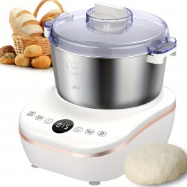 Misturador Elétrico de Massa de 7.3Qt com Função de Fermentação, Tigela em Aço Inoxidável, Temporizador por Microprocessador, Design Vermelho e Branco - Perfeito para Pão, Pizza e Amassar - Presente Ideal de Natal, Máquina Misturadora de Massa