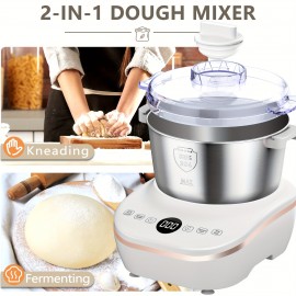 Misturador Elétrico de Massa de 7.3Qt com Função de Fermentação, Tigela em Aço Inoxidável, Temporizador por Microprocessador, Design Vermelho e Branco - Perfeito para Pão, Pizza e Amassar - Presente Ideal de Natal, Máquina Misturadora de Massa