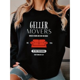 Amigos, Nostalgia dos anos 90, Móveis Gellar, Pivot, Presente para fãs de Amigos, Pulôver Clássico Confortável para Mulheres, Suéter Casual de Manga Comprida e Gola Redonda para Esportes