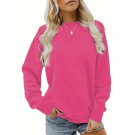 Moletom Casual Feminino de Gola Redonda Oversized - Estampa Geométrica Rosa Suave, Corte Relaxado, Lavável à Máquina, Conforto para Todas as Estações, Blusa Clássica para Senhoras, Tecido Respirável, Pulôver Elegante