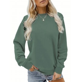 Moletom Casual Feminino de Gola Redonda Oversized - Estampa Geométrica Rosa Suave, Corte Relaxado, Lavável à Máquina, Conforto para Todas as Estações, Blusa Clássica para Senhoras, Tecido Respirável, Pulôver Elegante