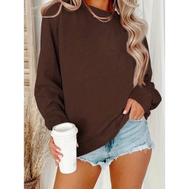 Moletom Casual Feminino de Gola Redonda Oversized - Estampa Geométrica Rosa Suave, Corte Relaxado, Lavável à Máquina, Conforto para Todas as Estações, Blusa Clássica para Senhoras, Tecido Respirável, Pulôver Elegante