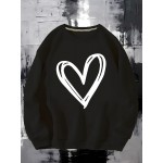 Coração Primavera e Outono Nova 250g Mulheres Impressão Top, Presentes, Turtlers, Manga Longa Hoodie, Retro Hip Hop Rua Lazer Adequado para Casa, Sair, Festa, Trabalho, Roupa Esportiva