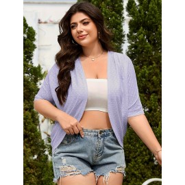 Cardigã Leve Feminino - Jaqueta de Camadas Aberta, Tecido Macio e Elástico, Lavável à Máquina para Todas as Estações em Lavanda Pastel & Cor Sólida, Suéter Casual para o Escritório Diário, Tecido Respirável, Top Versátil, Caimento Relaxado, Textura Confor