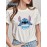 Série Disney Stitch, Camiseta de Gola Redonda para Mulheres e Homens, 180G, Design Respirável, para, Adequado para Festas de Dia dos Namorados, Tenha Cuidado