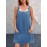 Vestido de Denim Vintage Sem Mangas para Mulheres - Corte Solto com Bolsos Laterais, Alças Ajustáveis & Acabamento em Renda, Vestuário Casual de Verão Lavável à Máquina, Vestidos de Denim, Moda do Dia a Dia, Design Clássico com Cinco Bolsos