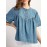 Camiseta de Algodão Lavado Vintage Feminina - Manga Curta Solta com Botões no Peito, Top Casual para Todas as Estações, Lavável na Máquina e Versátil