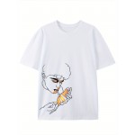 Camiseta de algodão puro de 220g de espessura premium com estampa de cigarro, camiseta casual de algodão penteado para homens, camiseta de gola redonda de mangas curtas, com uma certa espessura adequada para usar no verão